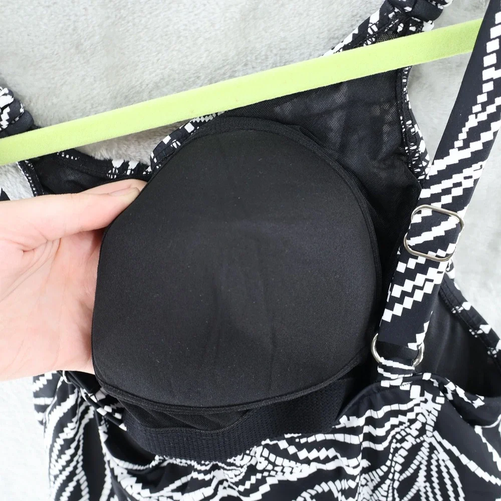 Swim Solutions Romper Swimsuit Womens 18W Black Palm Print Tropical $122 NWT - Picture 6 of 16